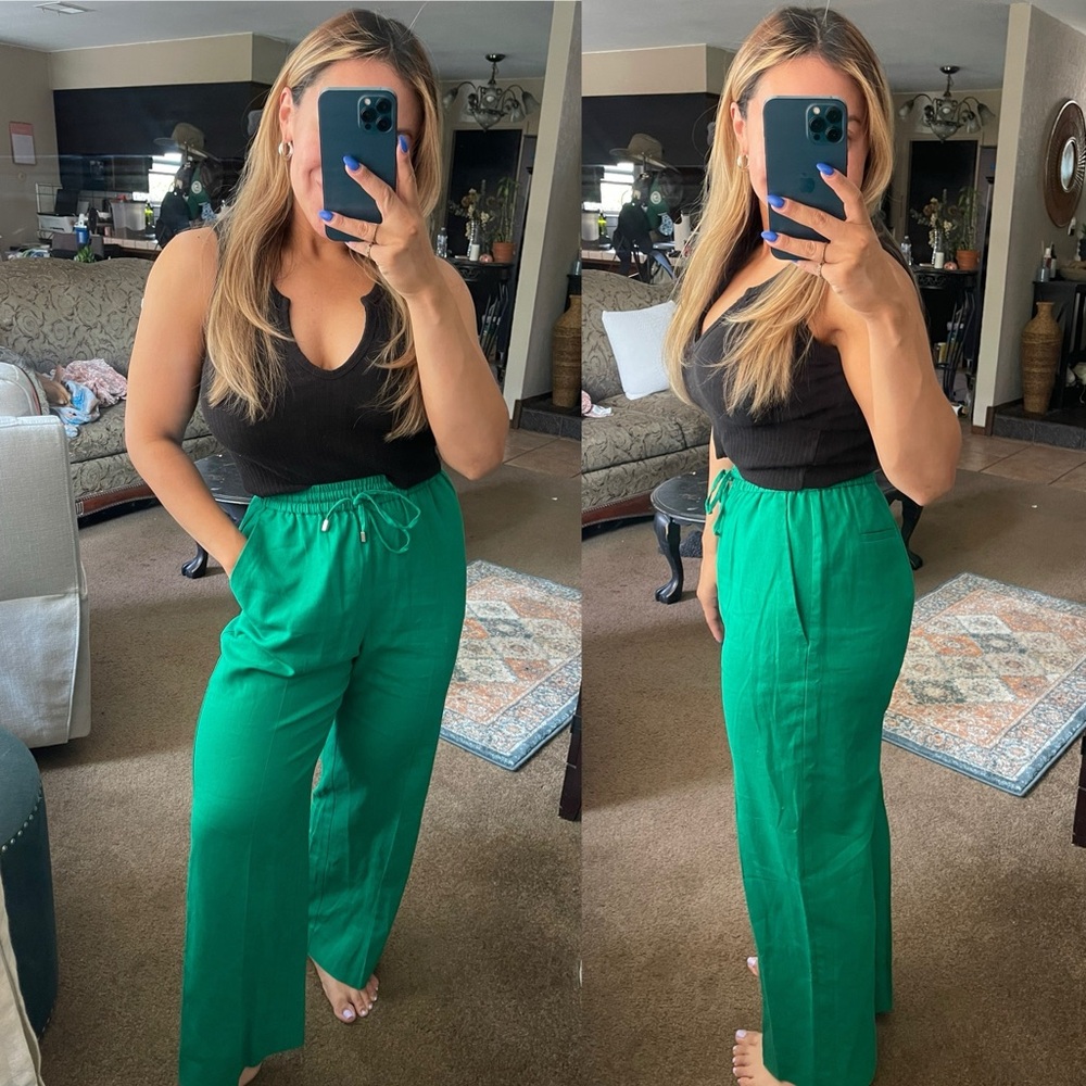 Zara | Green Linen Blend Pants Size: Small